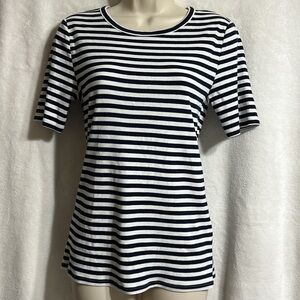 J Crew perfect fit black and white striped 100% cotton t shirt size M